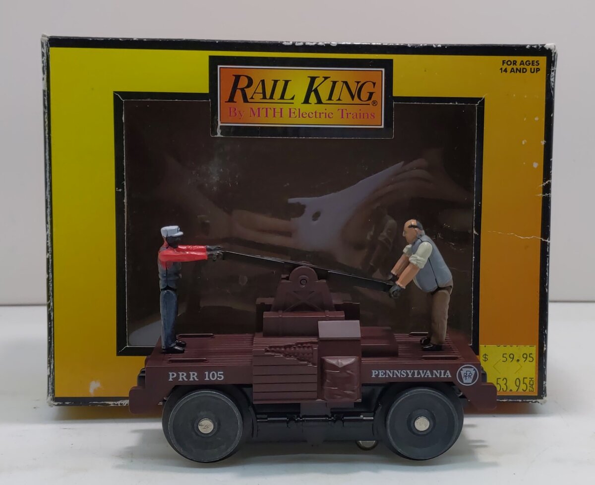 MTH 30-2574 O Gauge Pennsylvania Operating Hand Car #105 LN/Box