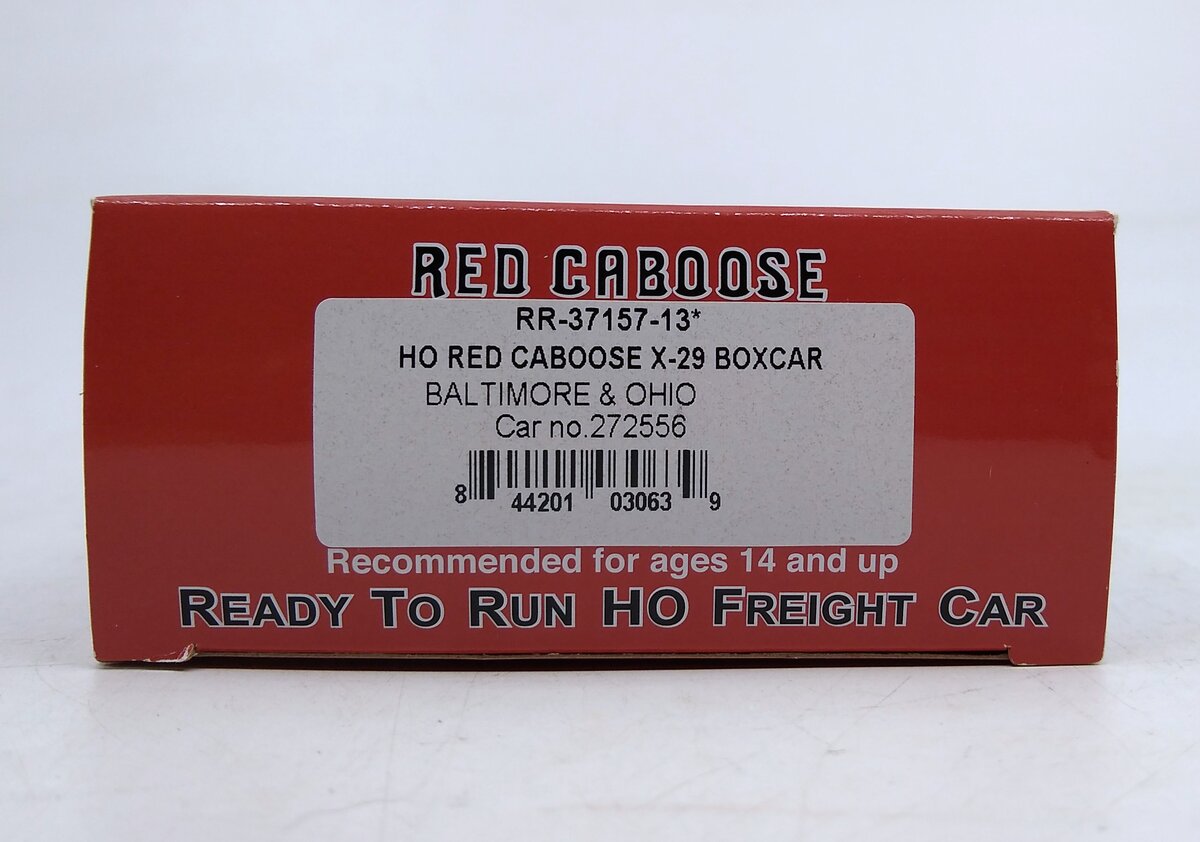 Red Caboose RR-37157-13 HO Scale Red Baltimore&Ohio Caboose X-29 Boxcar #272556