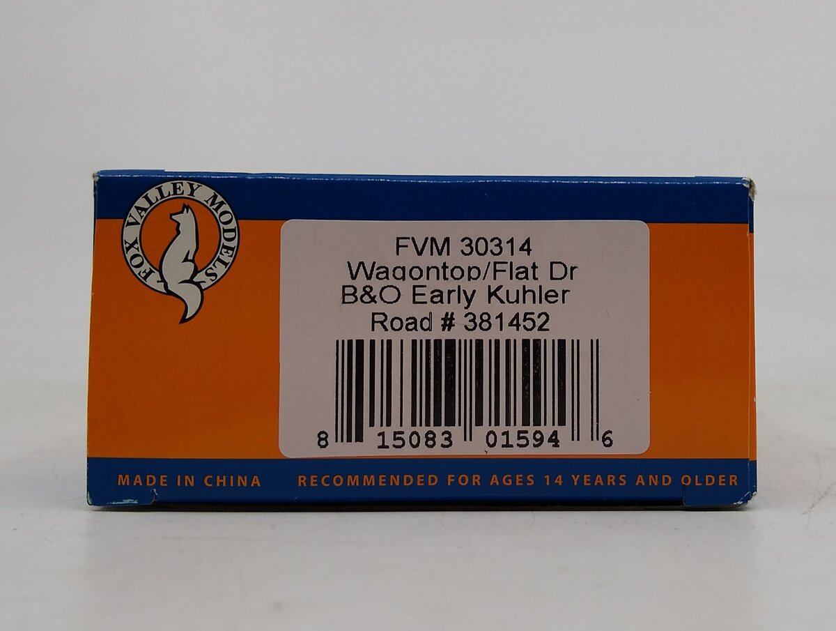 Fox Valley Models 30314 HO Scale B&O M-53 Wagontop Box Early Kuhler #381452