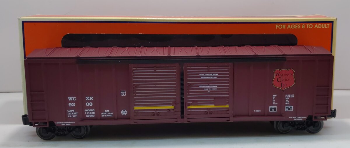 Lionel 6-17231 O Gauge Wisconsin Central Double Door Boxcar #9200 LN/Box