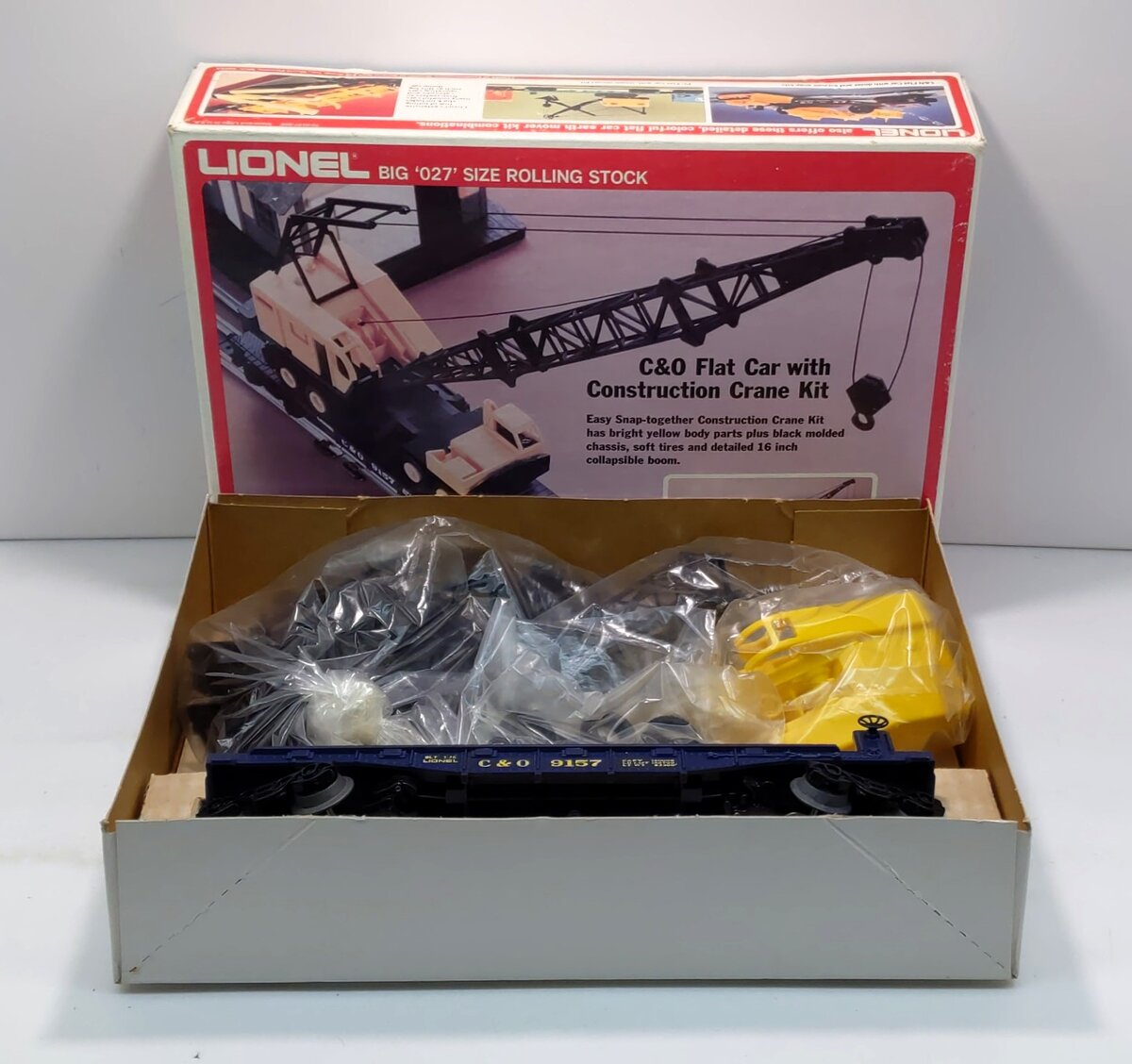 Lionel 6-9157 O Gauge Chesapeake & Ohio Flatcar with Construction Crane Kit LN/Box