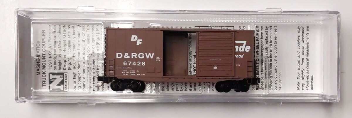 Micro-Trains 10100031 N DRGW 40' Single Door Hi-Cube Boxcar #67428
