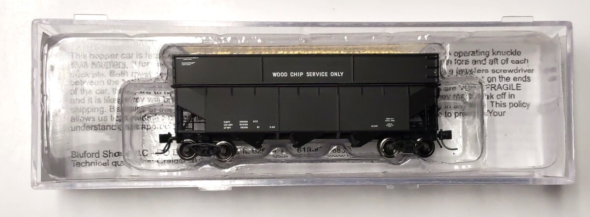 Bluford Shops 16041 N Scale Wood Chip Service Offset Side Hopper Car