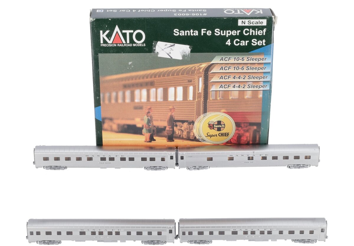 Kato 106-6003 N Scale Santa Fe Super Chief 4-Car Passenger Set LN