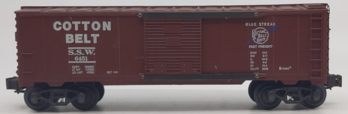 K-Line K6451 O Gauge Cotton Belt Classic Boxcar EX