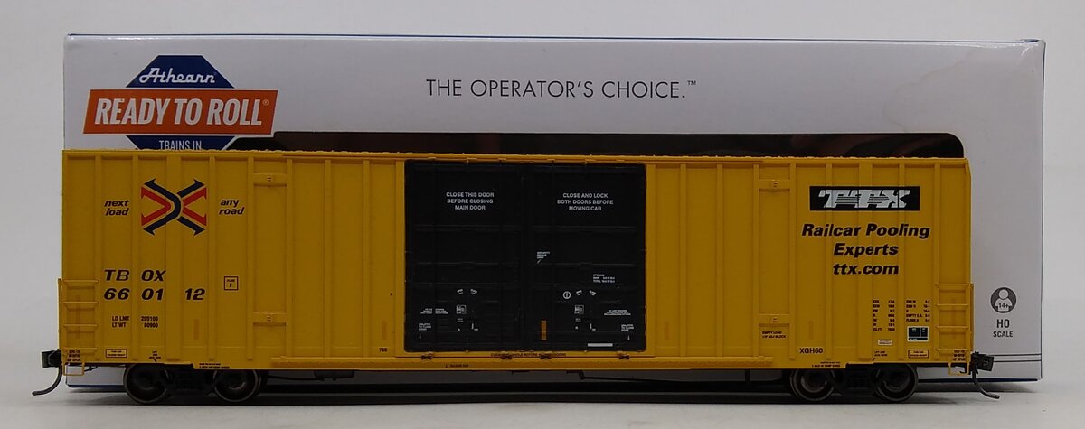 Athearn 75070 HO TTX/TBOX RTR 60' Gunderson DD Hi-Cube Box #660112