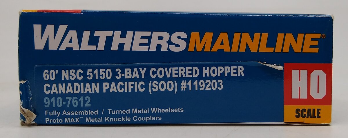 Walthers 910-7612 HO Canadian Pacific (SOO) 60' NSC 3-Bay Covered Hopper #119203