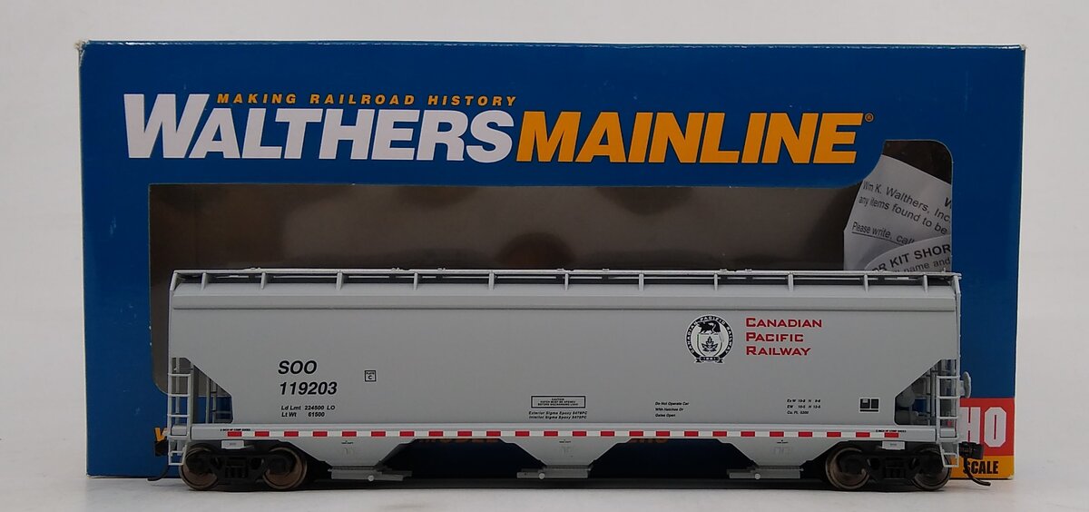 Walthers 910-7612 HO Canadian Pacific (SOO) 60' NSC 3-Bay Covered Hopper #119203