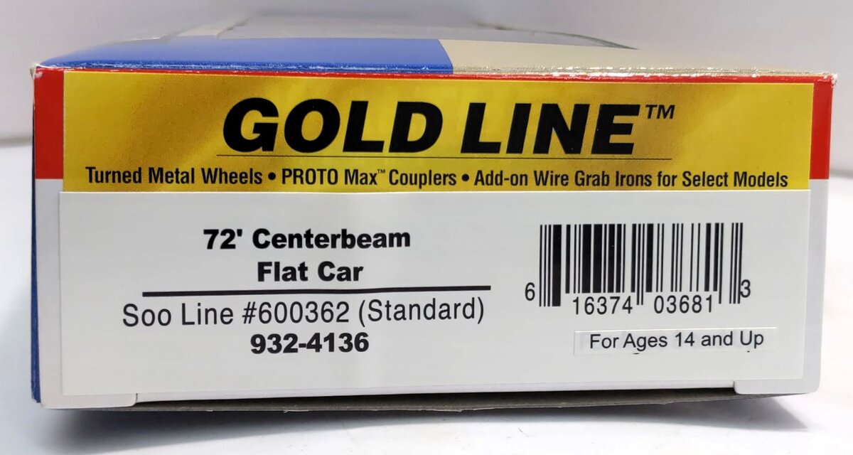 Walthers 932-4136 HO Scale Soo Line 72' Centerbeam Flat Car #600362 LN/Box