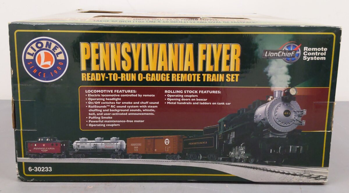 Lionel 6-30233 O Pennsylvania Flyer LionChief Steam Freight Train Set LN/Box
