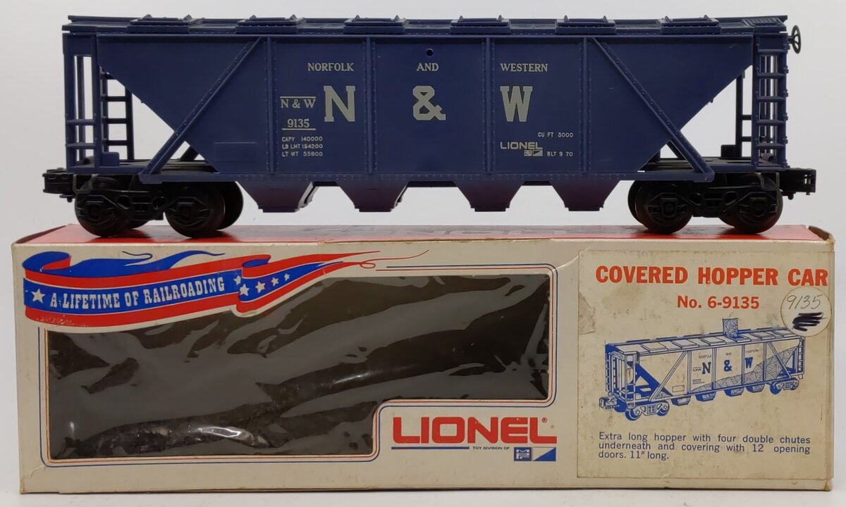 Lionel 6-9135 O Gauge Norfolk & Western Covered 4-Bay Hopper