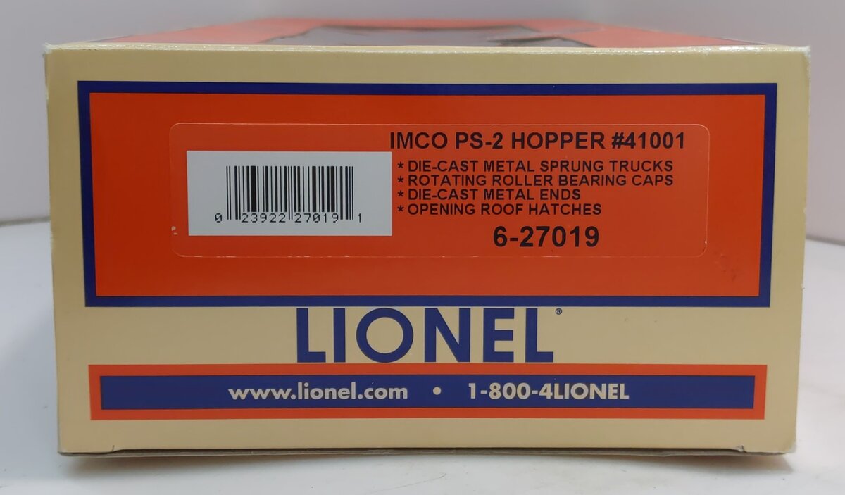 Lionel 6-27019 O Gauge IMCO PS-2 Hopper Car #41001 LN/Box
