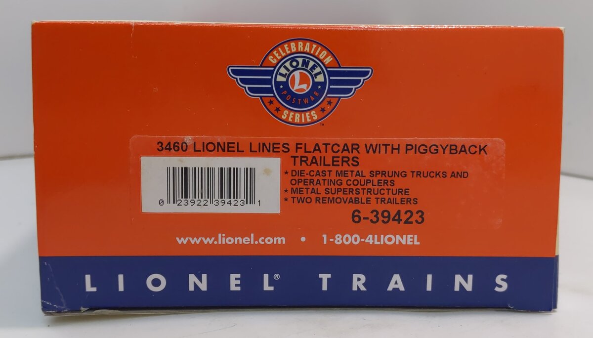 Lionel 6-39423 O Gauge PWC CS Lionel Lines Flatcar with Trailers #3460 LN/Box