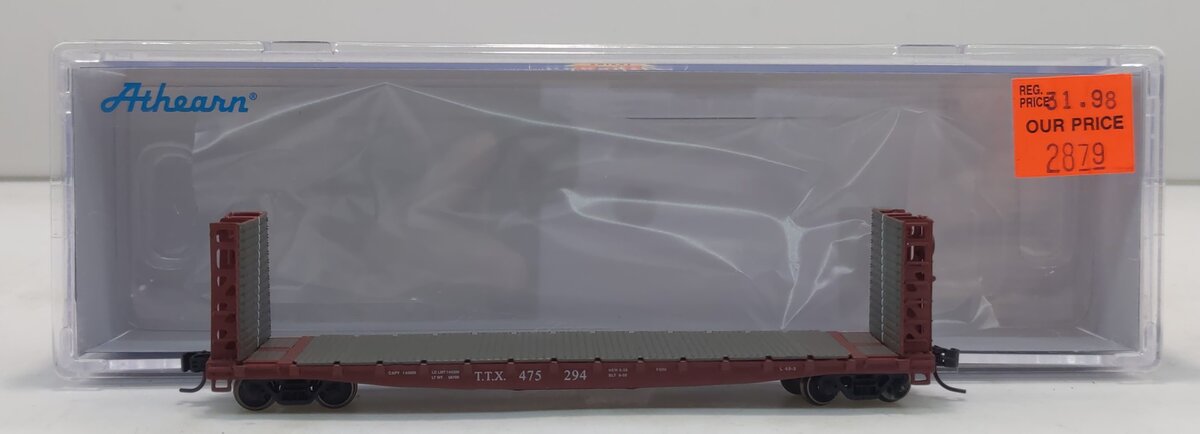 Athearn 24295 N TTX/Early GSC 53' Bulkhead Flat Car #475294