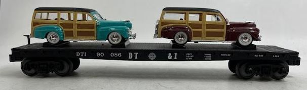 MTH 30-76641 O Detroit Toledo & Ironton Flatcar #90086 with 2 '48 Ford Woody LN/Box