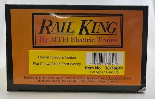 MTH 30-76641 O Detroit Toledo & Ironton Flatcar #90086 with 2 '48 Ford Woody LN/Box