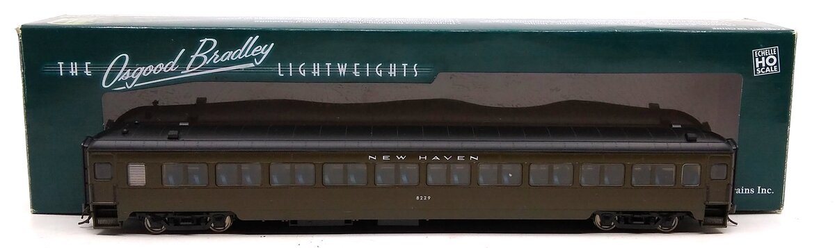 Rapido Trains 109123 HO New Haven 10-Window Coach #8229 (Pullman Green)