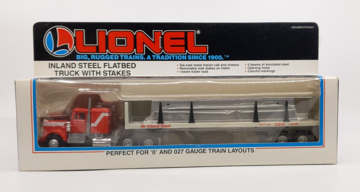 Lionel 6-12819 O Gauge Inland Steel Flatbed Tractor Trailer W/Stakes #12819 LN/Box