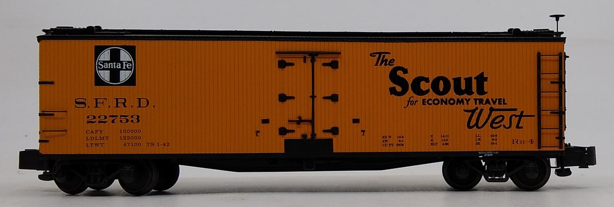 S-Helper 00716 S Gauge S.F.R.D "The Scout" 40' Wooden Billboard Reefer #22753 EX/Box