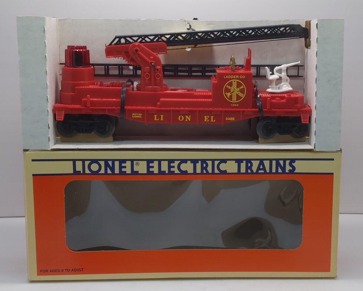 Lionel 6-16688 O Gauge Red Operating Fire Ladder Car LN/Box