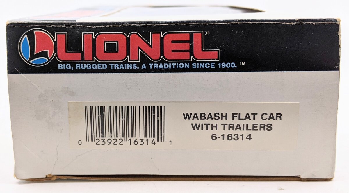 Lionel 6-16314 O Gauge Wabash Flatcar with Wabash Trailers #16314 LN/Box
