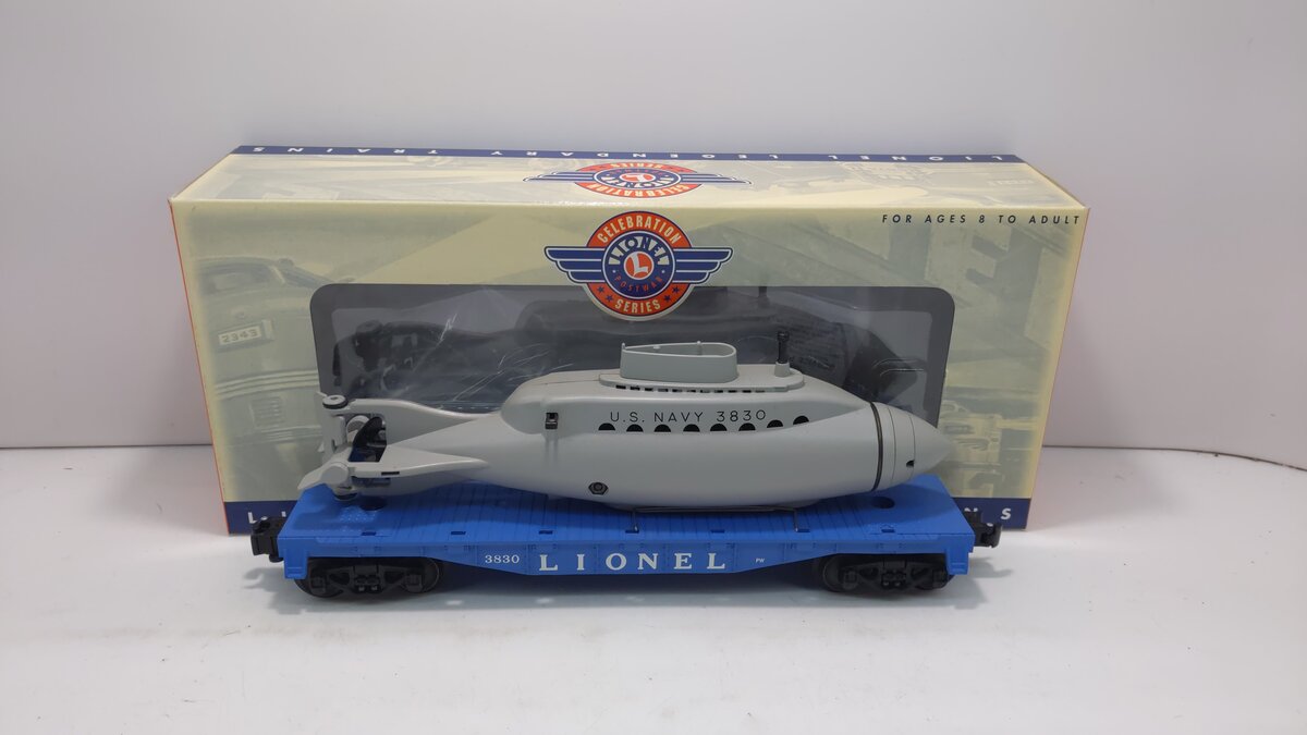 Lionel 6-26020 O Gauge PWC Flatcar with Operating Submarine #3830 LN/Box