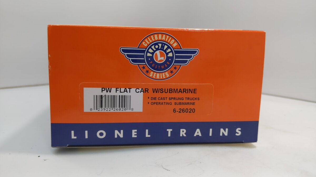 Lionel 6-26020 O Gauge PWC Flatcar with Operating Submarine #3830 LN/Box