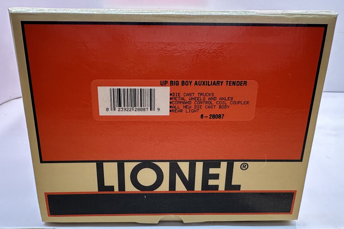 Lionel 6-28087 O Gauge Union Pacific Big Boy Auxiliary Tender MT/Box