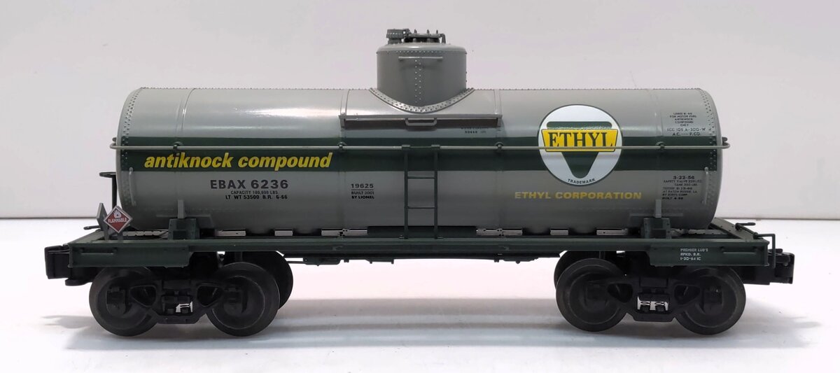 Lionel 6-19625 O Gauge Ethyl Single Dome Tank Car #6236 NIB