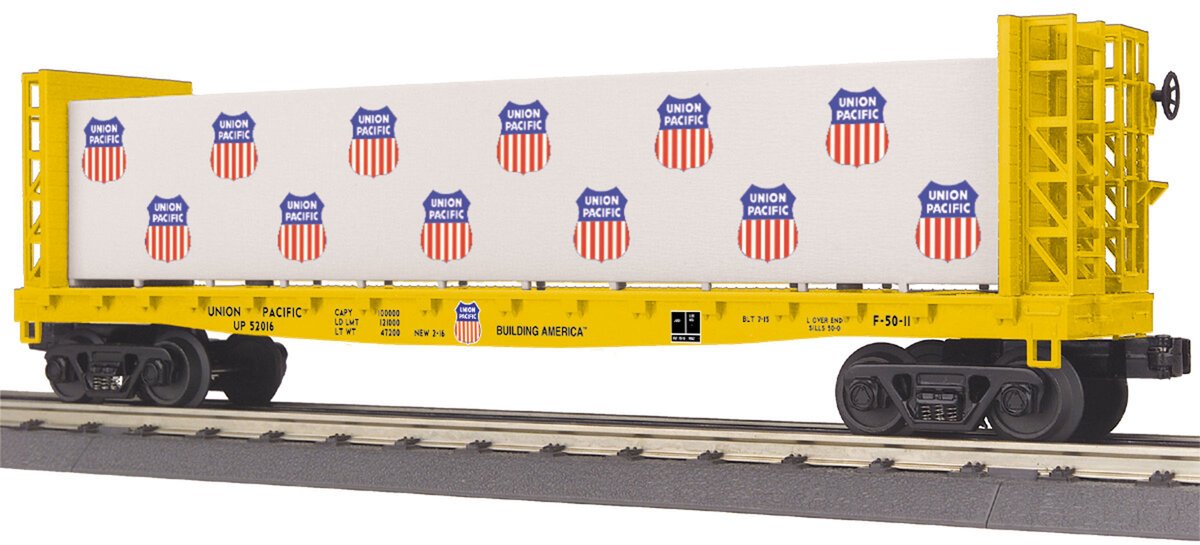 MTH 30-76651 O Union Pacific Bulkhead Flat Car w/ Lumber Load #52016