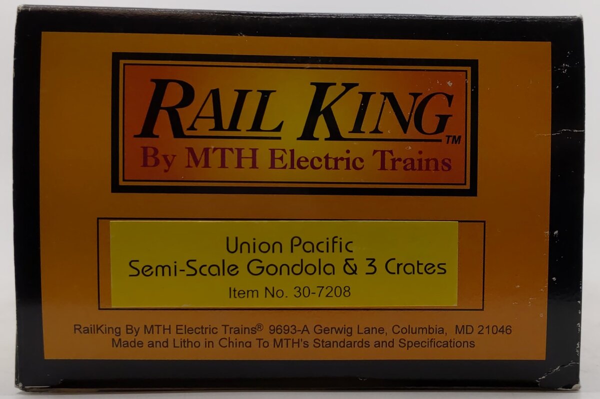 MTH 30-7208 O Gauge Union Pacific Gondola with 3 Crates #65239 EX/Box