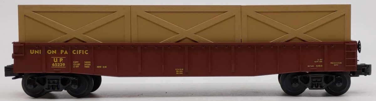MTH 30-7208 O Gauge Union Pacific Gondola with 3 Crates #65239 EX/Box
