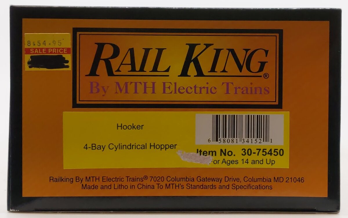 MTH 30-75450 O Gauge Hooker 4-Bay Cylindrical Hopper #32038