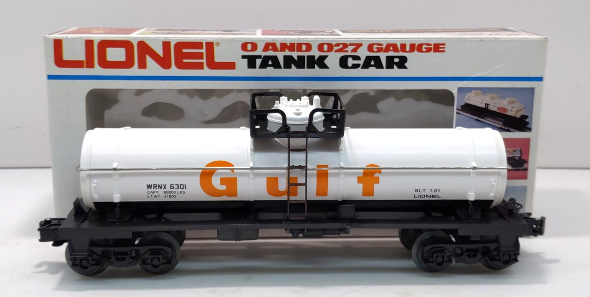 Lionel 6-6301 O Gauge Gulf Oil Single Dome Tank Car LN/Box