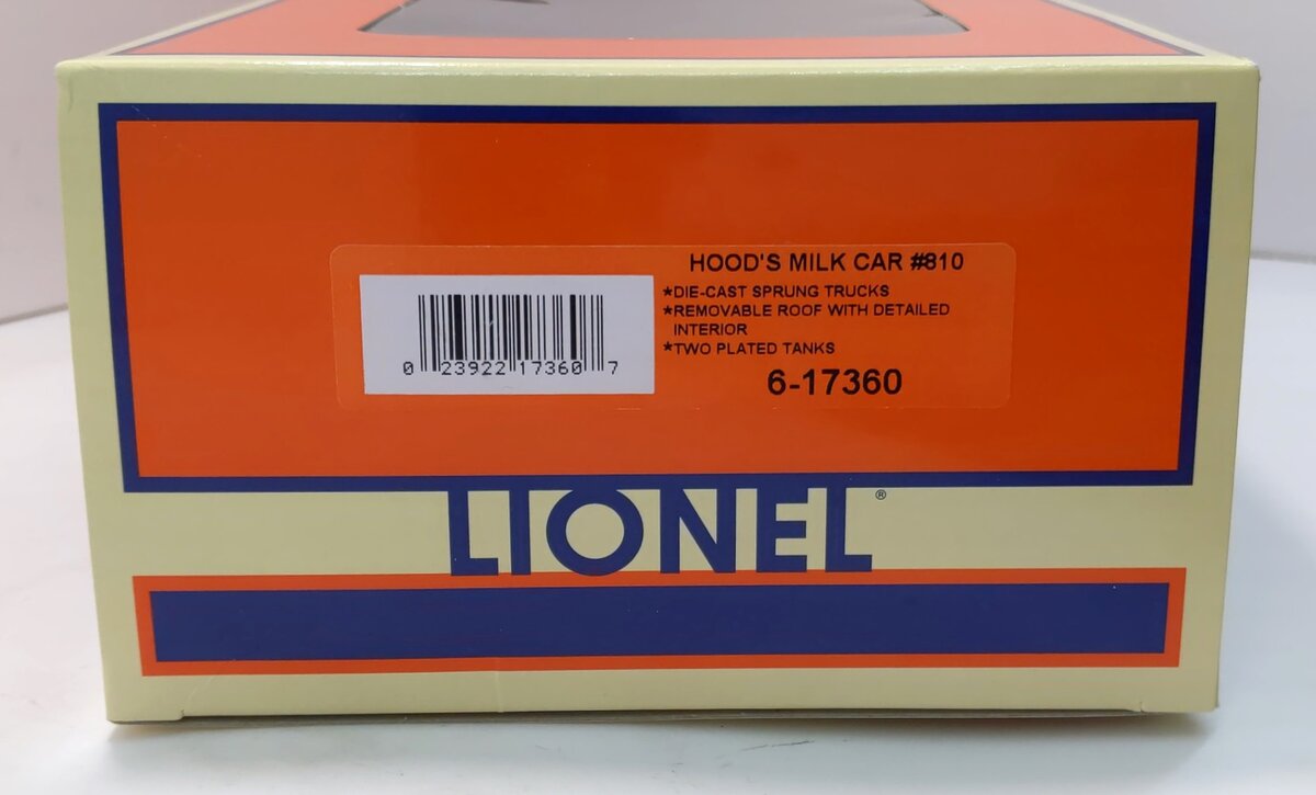 Lionel 6-17360 O Gauge Hood's Milk Car #810 NIB