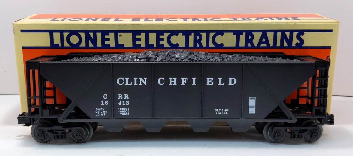 Lionel 6-16413 O Gauge Clinchfield 4-Bay Hopper with Coal Load
