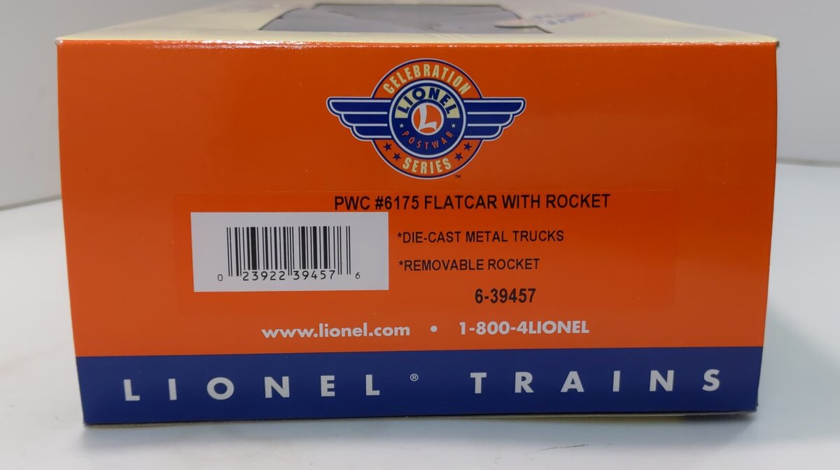 Lionel 6-39457 O Gauge PWC Flatcar w/ US Navy Rocket #6175