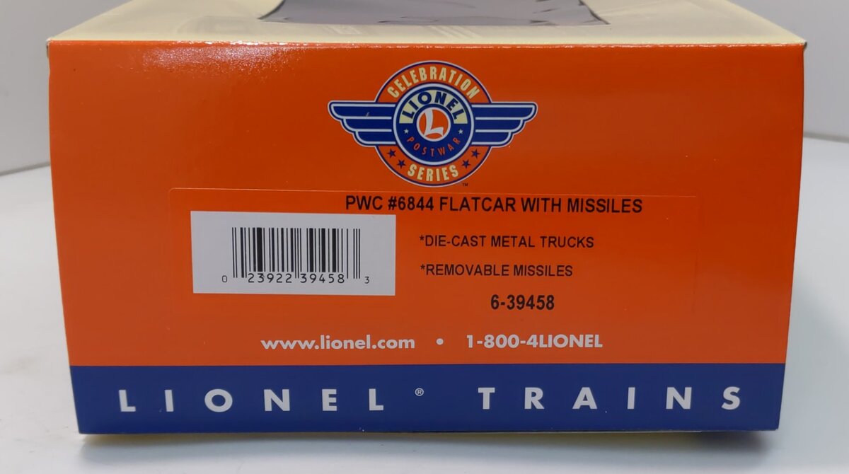 Lionel 6-39458 O Gauge PWC Red Flatcar #6844 with 6 Missiles