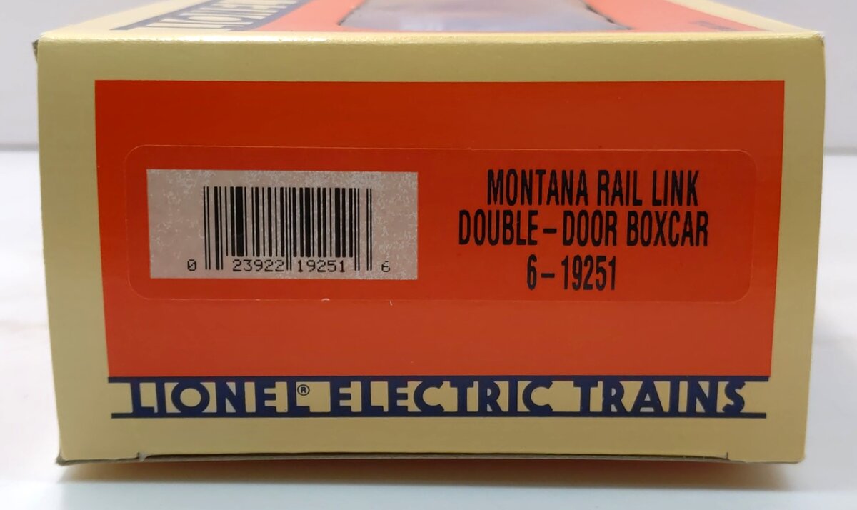 Lionel 6-19251 O Gauge Montana Rail Link Double Door Boxcar #1001 LN/Box