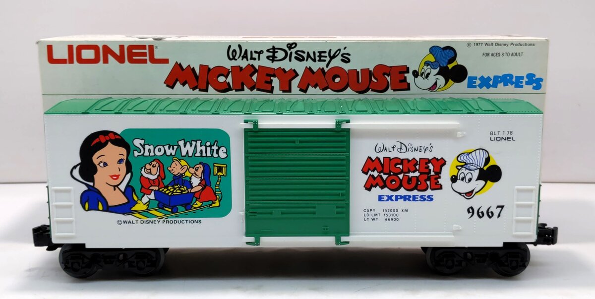 Lionel 6-9667 O Disney Snow White Hi Cube Boxcar NIB