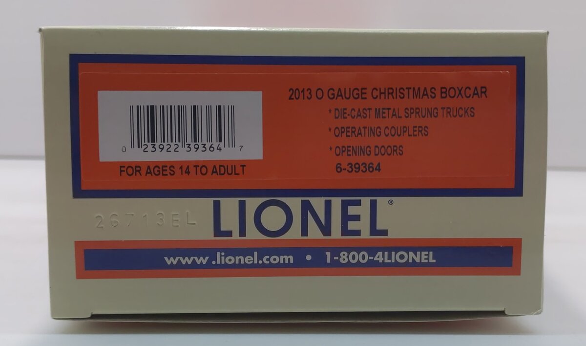 Lionel 6-39364 O Gauge 2013 Christmas Boxcar LN/Box