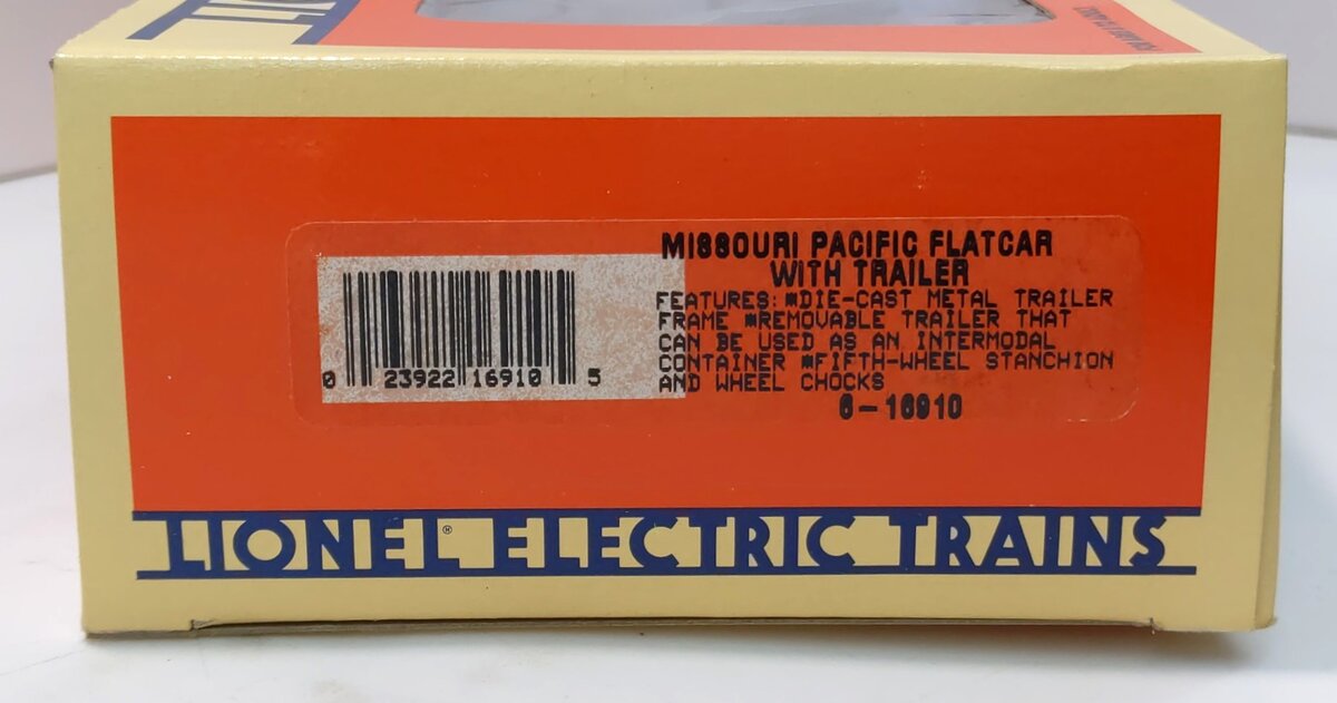 Lionel 6-16910 O Gauge Missouri Pacific Flatcar with Trailer LN/Box
