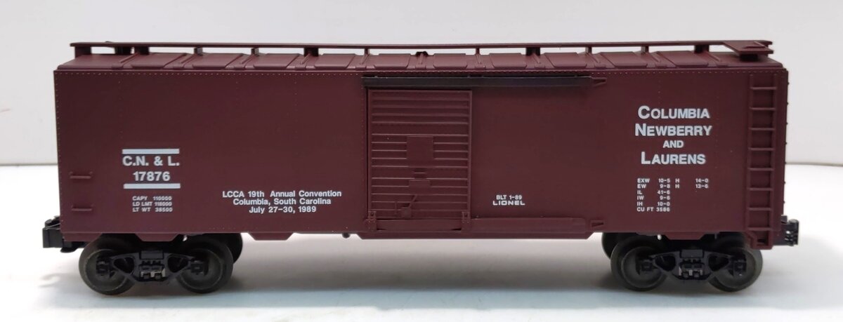 Lionel 6-17876 O Gauge LCCA 1989 Columbia, Newberry & Laurens Convention Box Car EX/Box