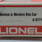 Lionel 6-9771 O Norfolk and Western Boxcar (TCA Version 1977) NIB