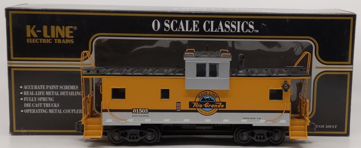 K-Line K613-1491 O Gauge Rio Grande Extended Vision Lighted Caboose #01503 LN/Box