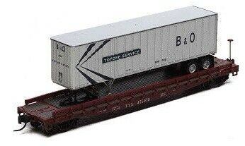 Athearn 24913 N TTX 53' GSC TOFC Flat w/40' Baltimore & Ohio Ex-Post Trailer