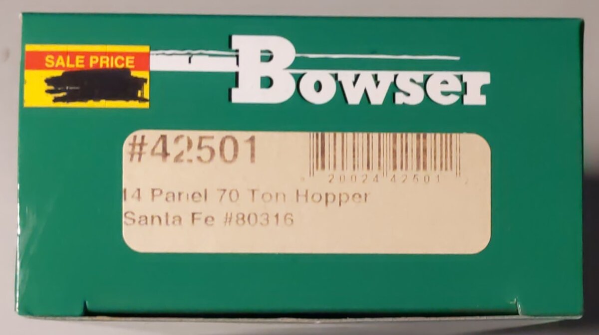 Bowser 42501 HO Atchison Topeka Santa Fe 70-Ton 14-Panel 3-Bay Hopper #80316