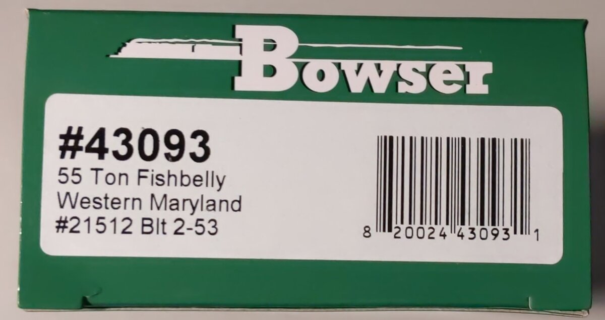 Bowser 43093 HO Scale Western Maryland 55 Ton Fishbelly Hopper Car #21512