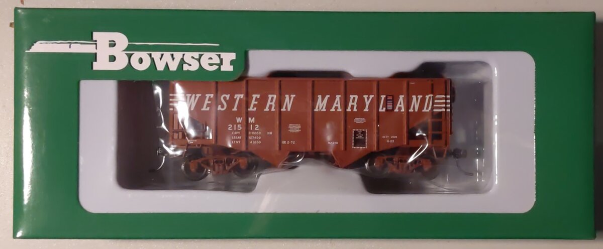 Bowser 43093 HO Scale Western Maryland 55 Ton Fishbelly Hopper Car #21512