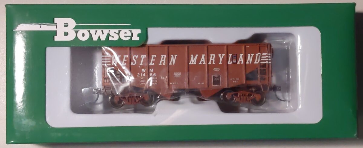 Bowser 43091 HO Western Maryland Speed Letter 55 Ton Fishbelly Hopper Car #21466